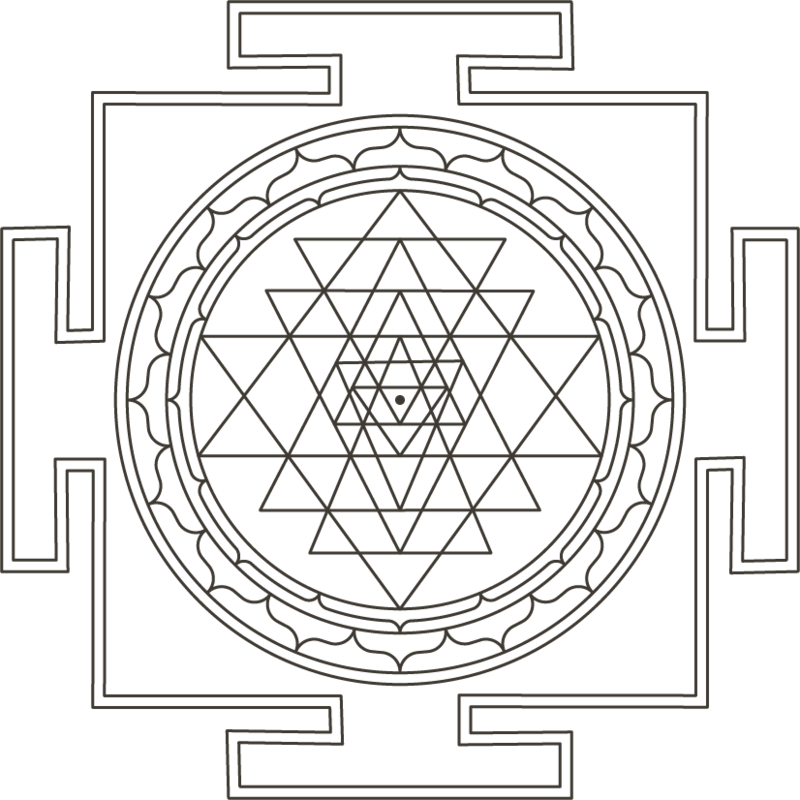 Sri Yantra, a physical representation of Truth as it exists simultaneously in the transcendental and in the everyday.