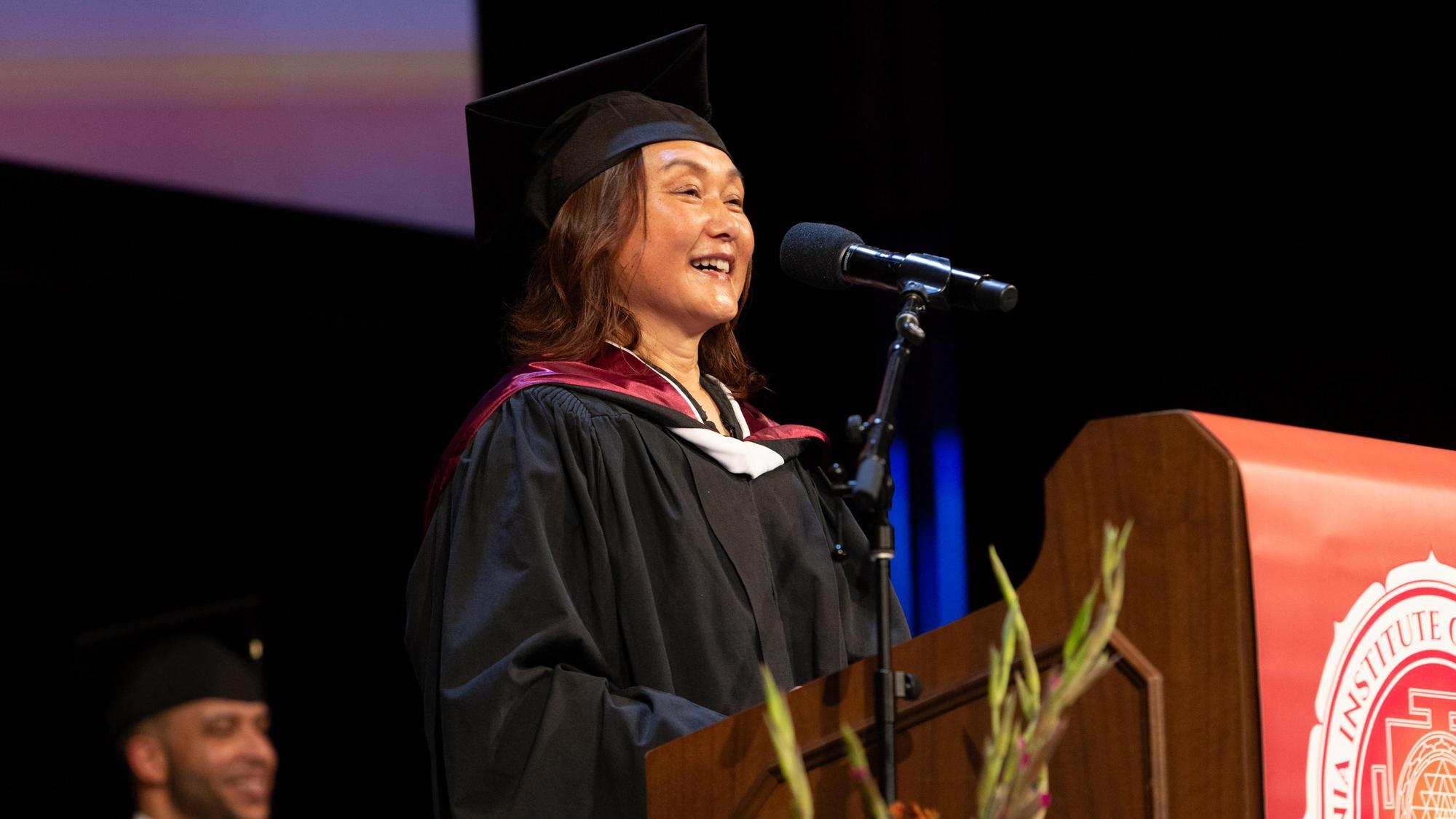 Meihong Xu at CIIS 58th Commencement. Herbst Theater, San Francisco, CA. Sunday May 24, 2026.