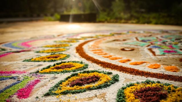 A mandala made of colorful flowers