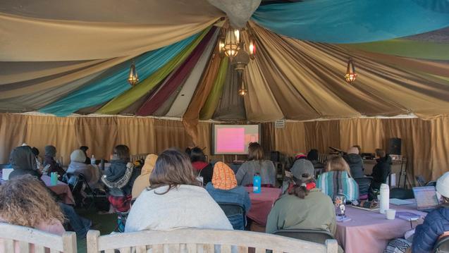 Expressive Arts intensive class in tent in Berkeley