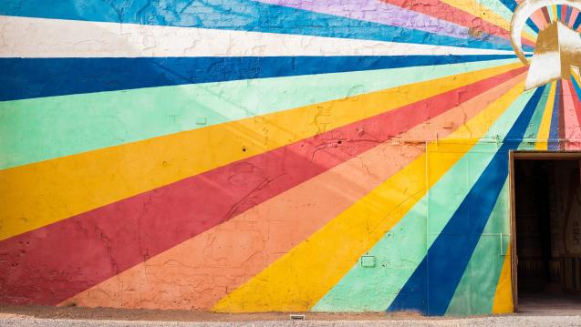 Rainbow mural in Ouarzazate, Morocco
