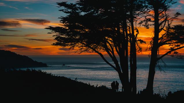 Baker Beach in San Francisco at sunset 