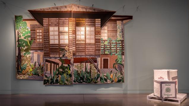 May and Mik Gaspay, Ancestral Home, four panel quilt, 2023