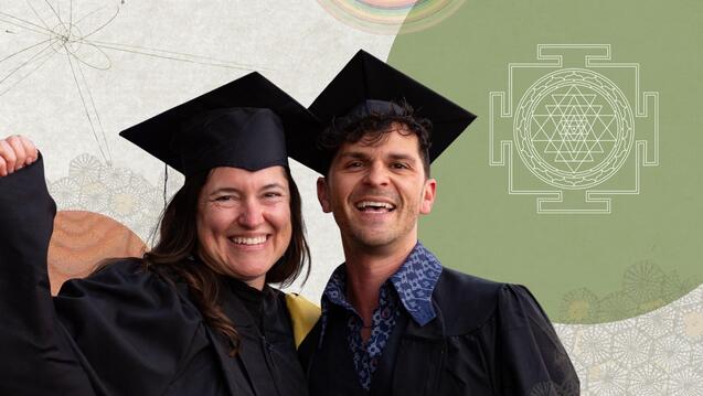 Fall 2025 Open House banner with two recent graduates smiling.