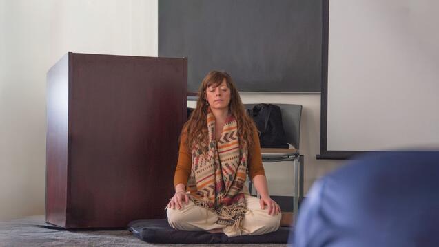 Image of Megan Lipsett meditating