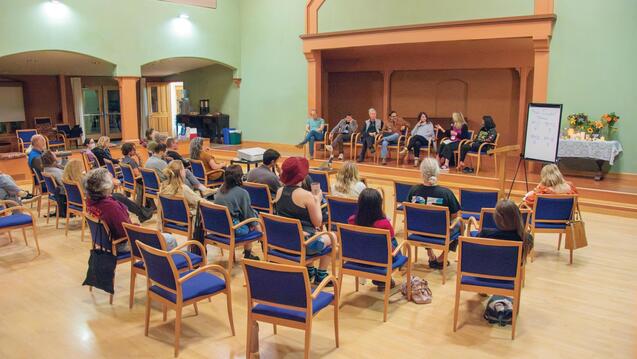 Photo from Fall 2024 Philosophy, Cosmology and Consciousness and Ecology, Spirituality and Religion, joint retreat in Healdsburg, CA.