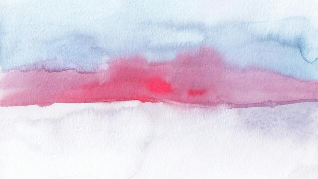 Watercolor painting of red and blue sky by Kseniya Lapteva