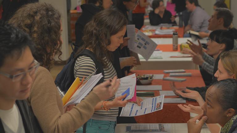 Students and social service agencies at the 2015 Practicum Fair at CIIS