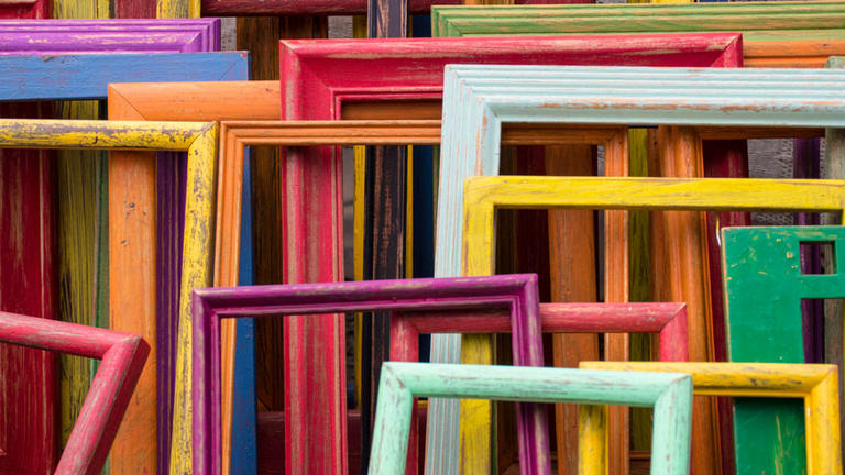 Photo of several colorful frames laid against each other