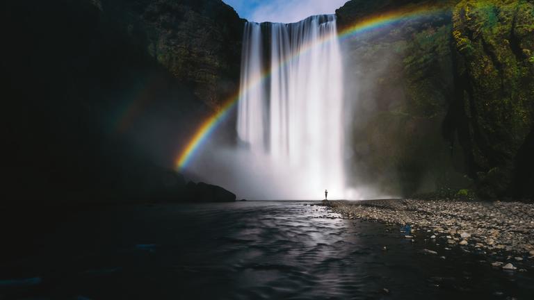 Waterfall and rainbow