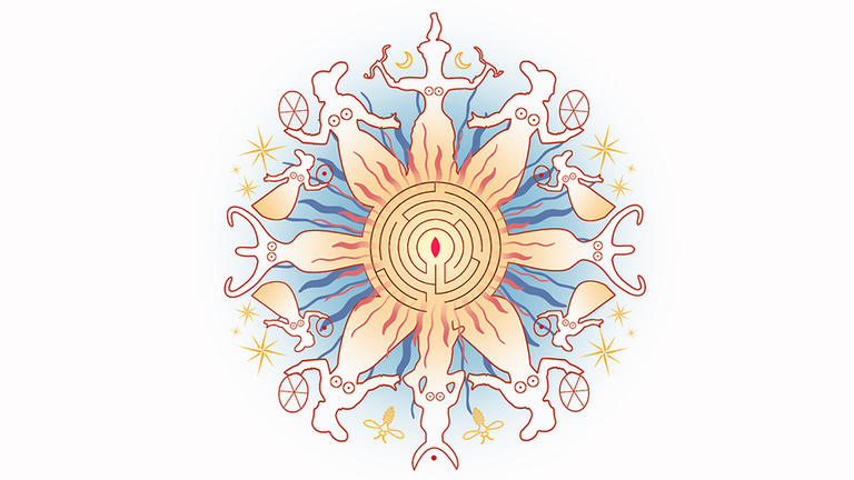 Logo of the priestess convocation made of a drawing of various goddesses in a circle. Learn more about the Women's Spirituality online MA and PhD programs at California Institute of Integral Studies, CIIS. 