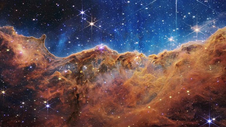 Carina Nebula "Cosmic Cliffs" from the James Webb Space Telescope. Credit NASA, ESA, CSA, and STScI