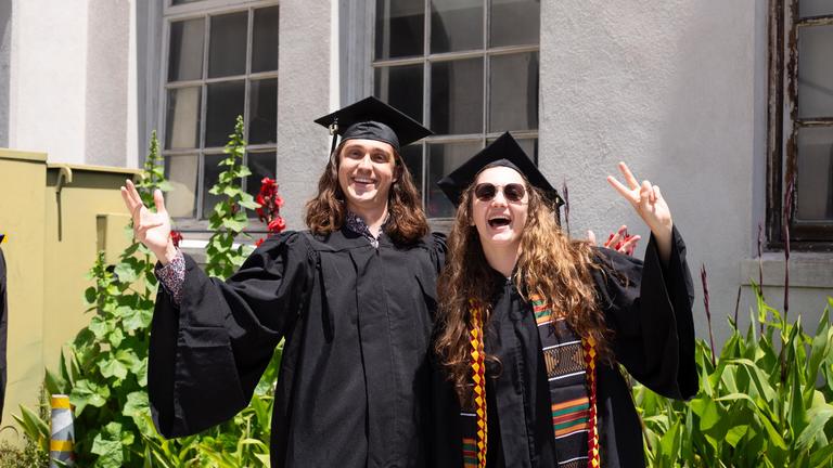 Graduates in courtyard