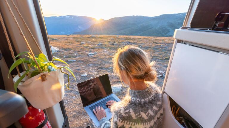 Woman working on laptop