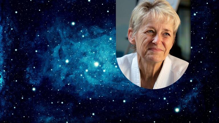 Ginny Whitelaw with starry background