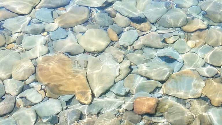 pebbles under water