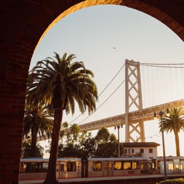 Arch way looking out to Bay Bridge