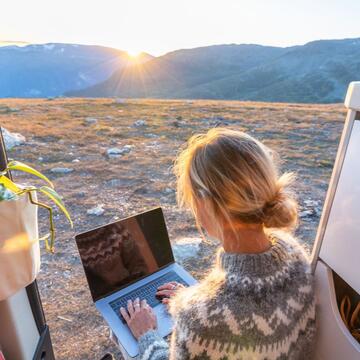 Woman working on laptop