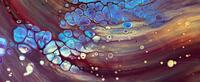 Colorful swirled art with bubbles.