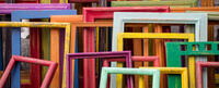 Photo of several colorful frames laid against each other