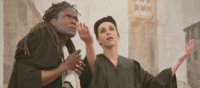 Expressive Arts Therapy Actors performing Merchant of Venice onstage at San Quentin State Prison