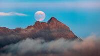mountain view with moon