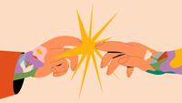 A drawing of two hands touching each other