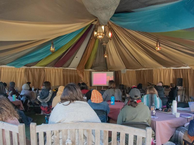 Expressive Arts intensive class in tent in Berkeley