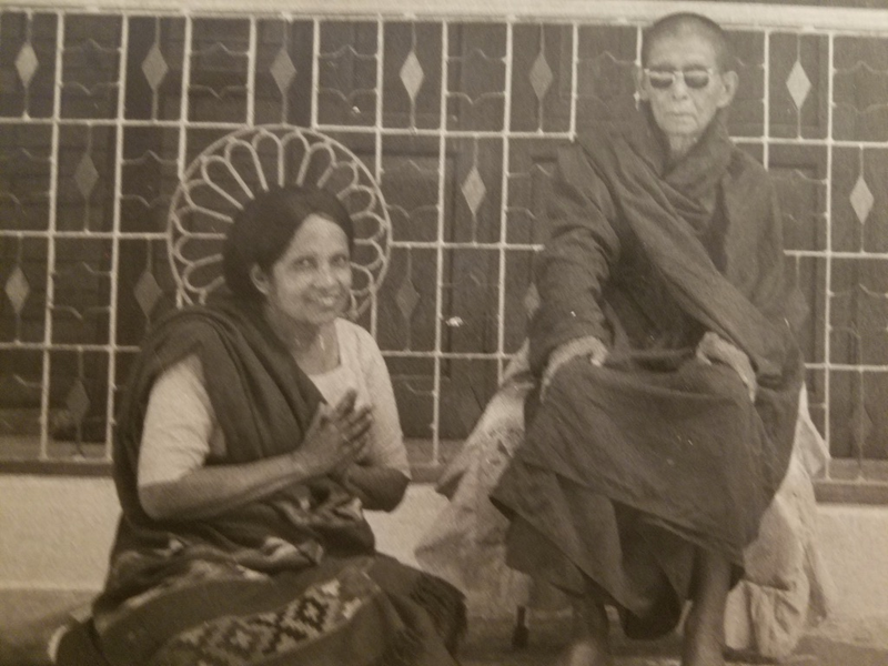 Rina Sircar with her teacher Very Ven. Taungpulu Sayadaw at his monastery in Burma, 1977